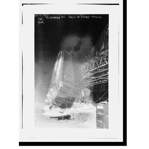 Historic Print, Elevated Car Falls to Street, 16" x 20"