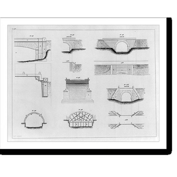 Historic Print, [Elevations and plans of culvert and trestle bridges], 18" x 24"