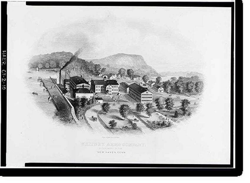 Historic Print, Eli Whitney Armory, West of Whitney Avenue, Armory