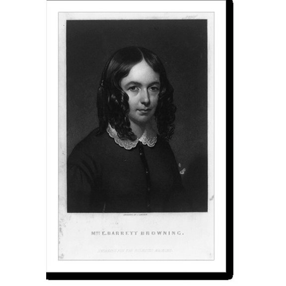 Historic Print, [Elizabeth Barrett Browning, head-and-shoulders portrait, facing right].engraved by J. Sartain., 16" x 20"