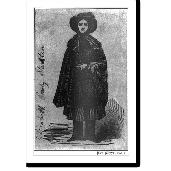 Historic Print, [Elizabeth Cady Stanton, halftone repr. of 1851 wood engr.; full, standing, in bloomer costume], 16" x 20"
