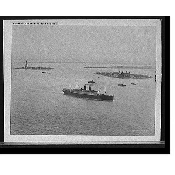 Historic Print, Ellis Island and Harbor, New York, 18" x 24"