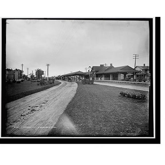Historic Print, Elmhurst, Ill., C. & N.W. Ry. [Chicago and North Western Railway] Station, 16" x 20"