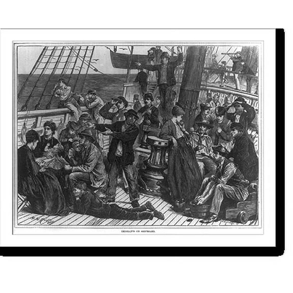 Historic Print, Emigrants on shipboard, 18" x 24"