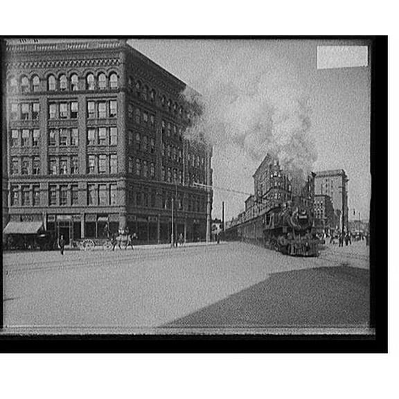 Historic Print, [Empire State Express (New York Central Railroad) passing thru Washington Street, Syracuse, N.Y.], 16" x 20"
