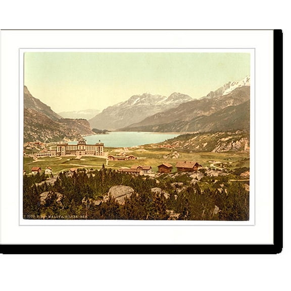 Historic Print, Engadine Maloja Lake of Sils Grisons Switzerland, 16" x 20"