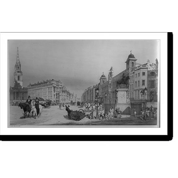 Historic Print, Entry to the Strand from Charing Cross.T.S. Boys, del. et lith., 18" x 24"