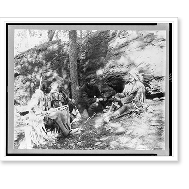 Historic Print, [Ernest Thompson Seton, with three Blackfeet Indians