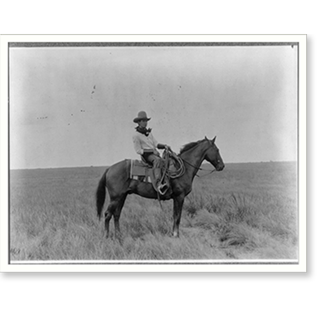 Historic Print, [Erwin E. Smith, fulllength portrait, facing right, on