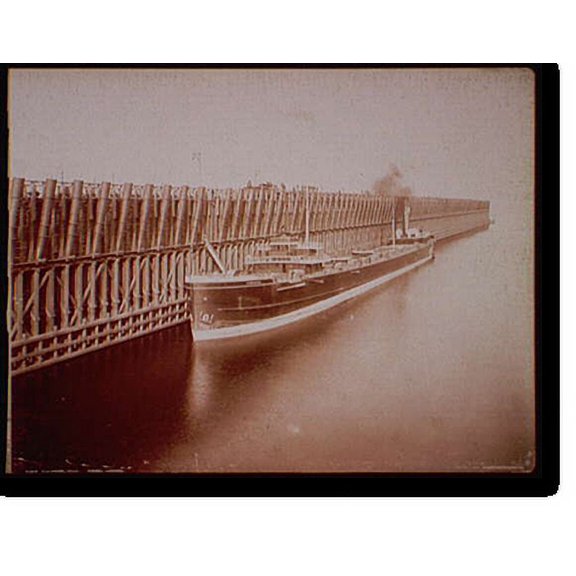 Historic Print, Escanaba, Mich. Vessel loading, 18" x 24"