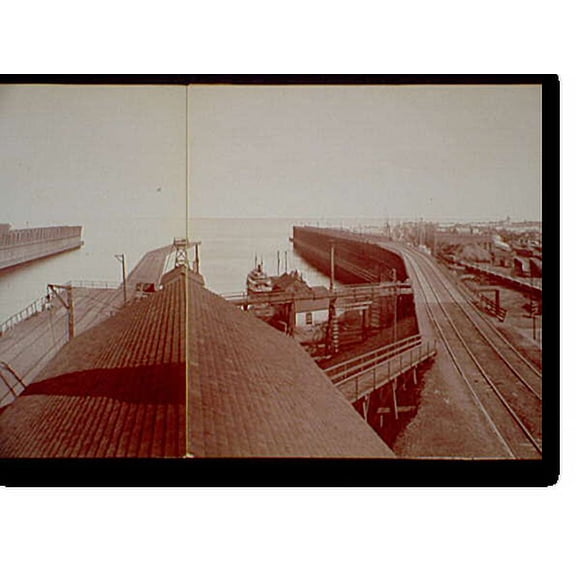 Historic Print, Escanaba, Mich. ore docks - 5, 18" x 24"