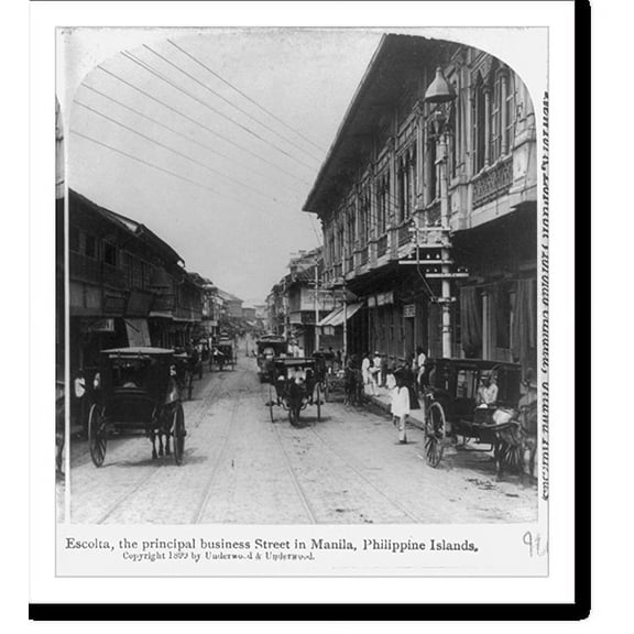 Historic Print, Escolta, the principal business street in Manila, Philippine Islands, 16" x 20"
