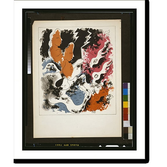 Historic Print, [Estampas del Popol-Vuh. Entonces Hunahpú y Xbalanqué (Grande y Pequeño Mago) se pusieron en camino cada uno con su cerbatana..."].Carlos Merida 1943.", 16" x 20"