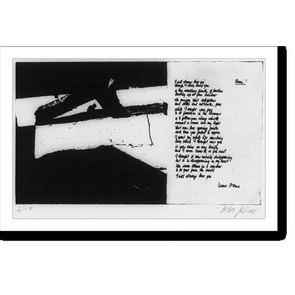 Historic Print, [Etching by Franz Kline and poem by Frank O'Hara from portfolio 21 Etchings and Poems (by 21 different artists) 1960], 18" x 24"