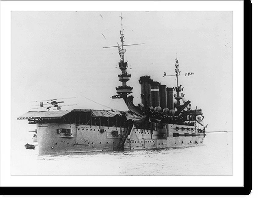 Historic Print, Eugene Ely landing a plane for the first time in