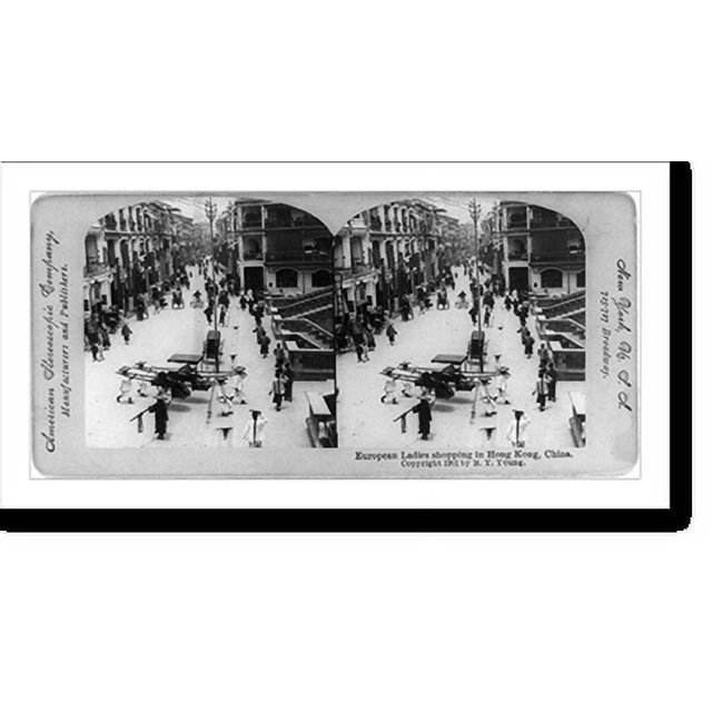 Historic Print, European ladies shopping in Hong Kong, China, 16" x 20