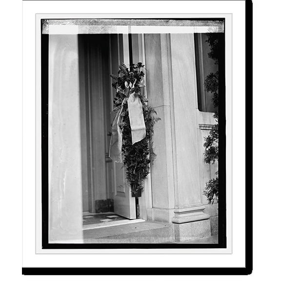 Historic Print, [Evergreen swag in doorway], 16" x 20"