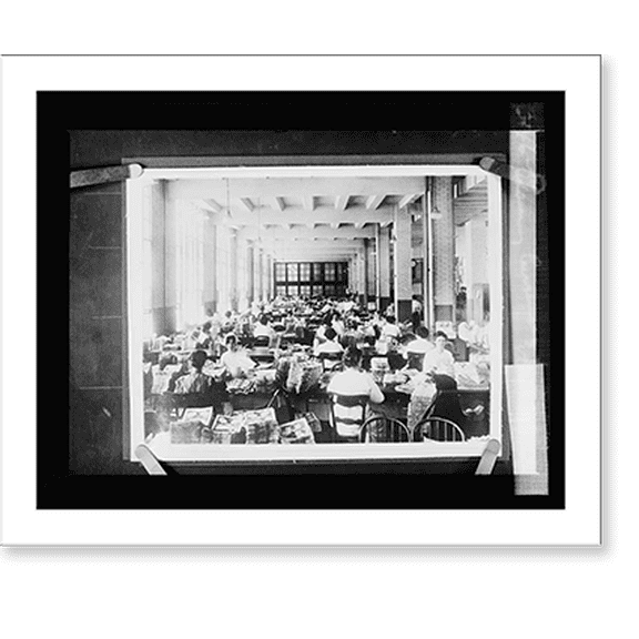 Historic Print, Examining currency for possible debates, 18" x 24"