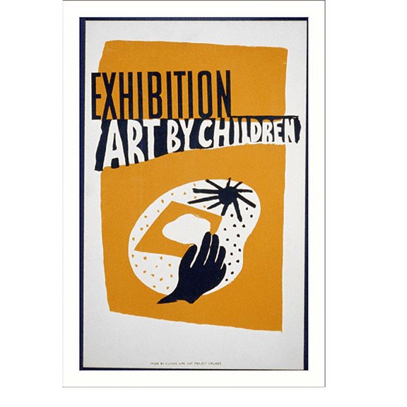 Historic Print, Exhibition. Art by children, 16" x 20"