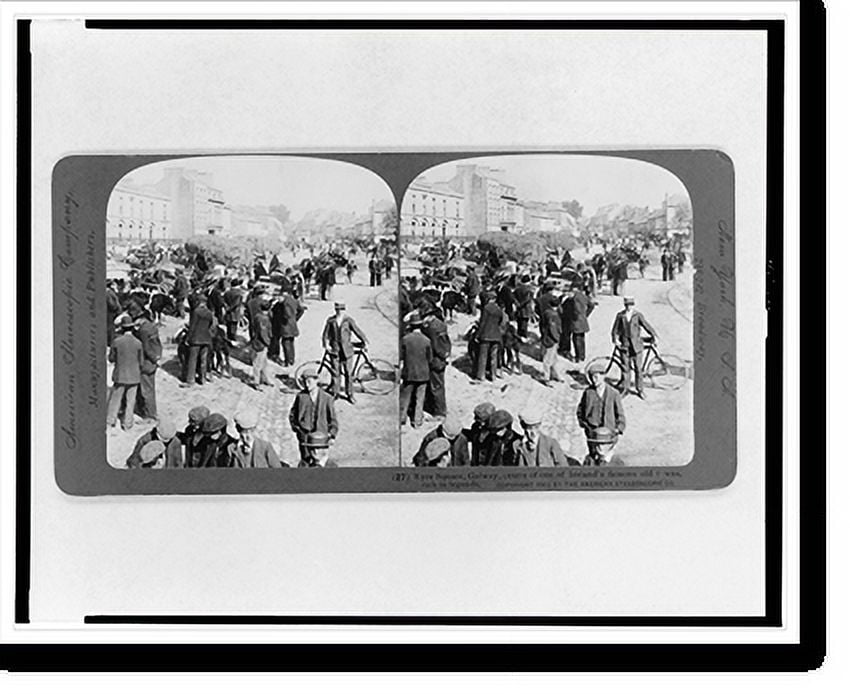 Historic Print, Eyre Square, Galway, centre of one of Ireland's famous