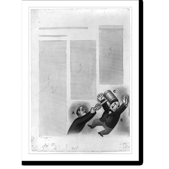 Historic Print, [F.D.R. hits capitalist with a mallet], 16" x 20"