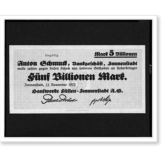 Historic Print, Fünf billionen Mark. Anton Schmuck, Bankgeschäft, Immenstadt ..., 18" x 24"