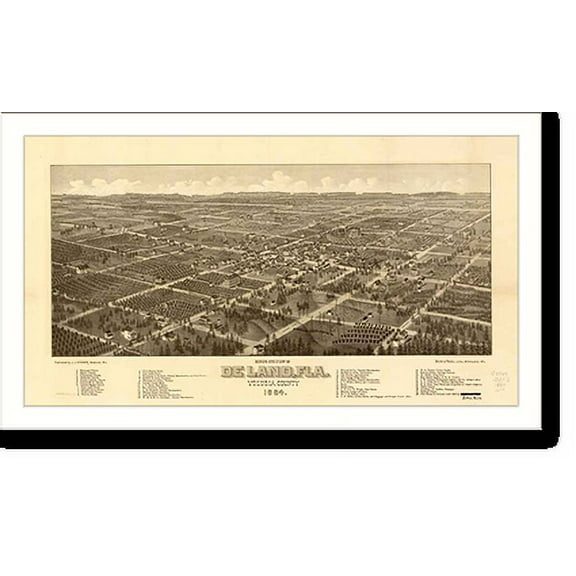 Historic Print, FL DeLand 1884 MAP, 16" x 20"