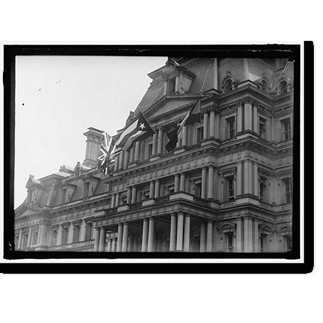Historic Print, FLAGS. AMERICAN, BRITISH, AND FRENCH FLAGS ON STATE