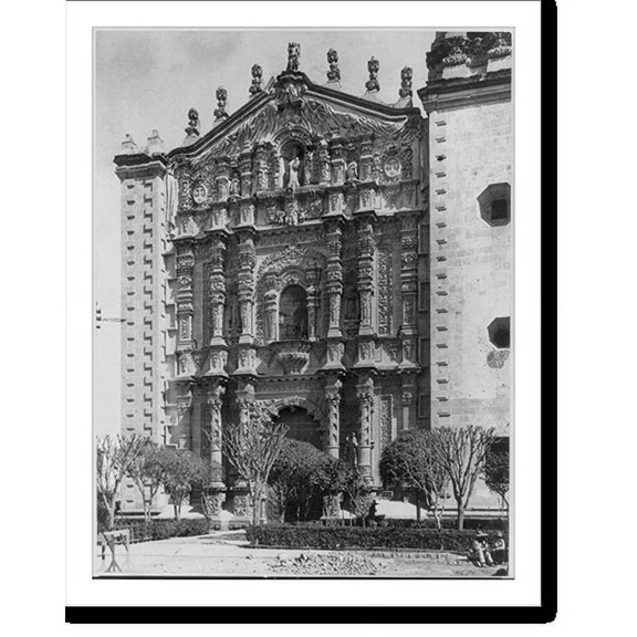 Historic Print, Façade, Iglesia del Carmen, San Luis Potosi, Mexico, 16" x 20"