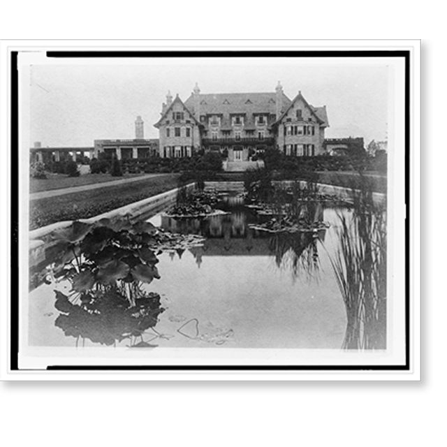 Historic Print, [Facade of home of Edmund Cogswell Converse, with lily