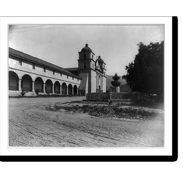 Historic Print, [Facade of mission, Santa Barbara, California], 16" x