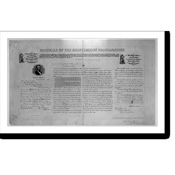 Historic Print, Facsimile of the Emancipation Proclamation.published and lithographed by Ed. Mendel., 16" x 20"