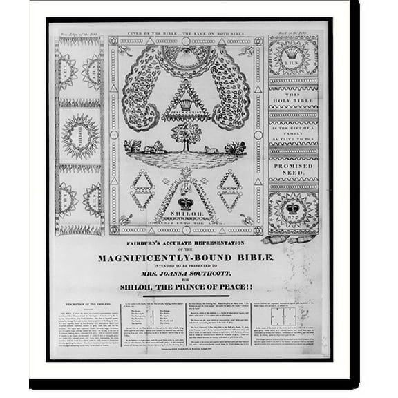 Historic Print, Fairburn's accurate representation of the magnificently-bound bible, intended to be presented to Mrs. Joanna Southcott, for Shiloh, the Prince of Peace!!, 18" x 24"