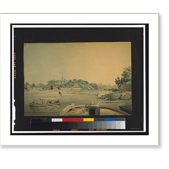 Historic Print, Fairmount [Waterworks on the Schuylkill River, Philadelphia, Pa.].from nature by J. Queen., 16" x 20"