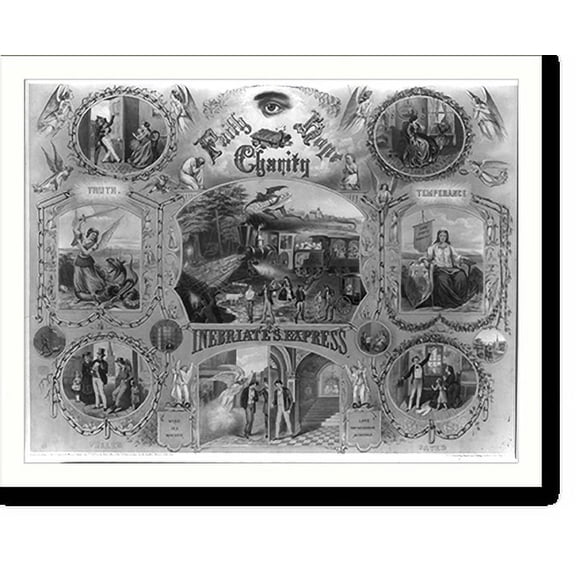 Historic Print, Faith, hope, charity. Inebriate's express.N.Y. Lithographing, Engraving & Printing Co., New York., 18" x 24"