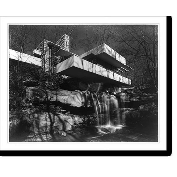 Historic Print, Falling Water", a dwelling designed by Frank Lloyd Wright, in Bear Run, Pa.", 18" x 24"