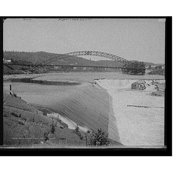 Historic Print, Falls and Arch bridge, Bellows Falls, Vt., 16" x 20"
