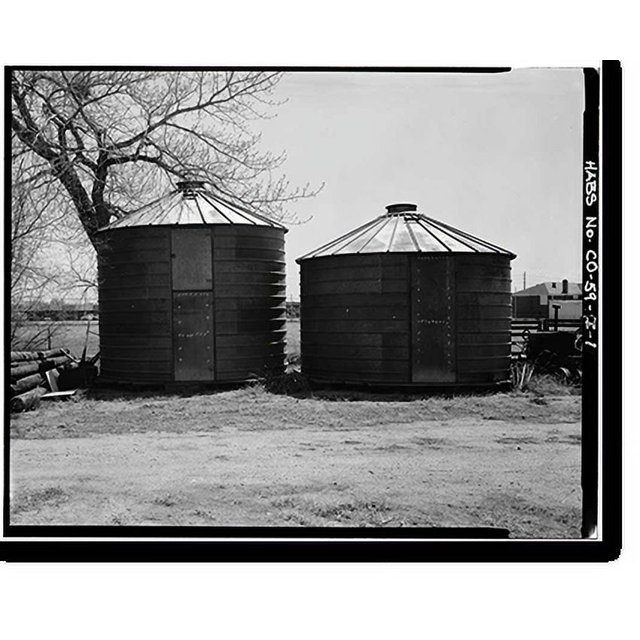Historic Print, Farrel Farm, Silos, 7381 North Washington Street