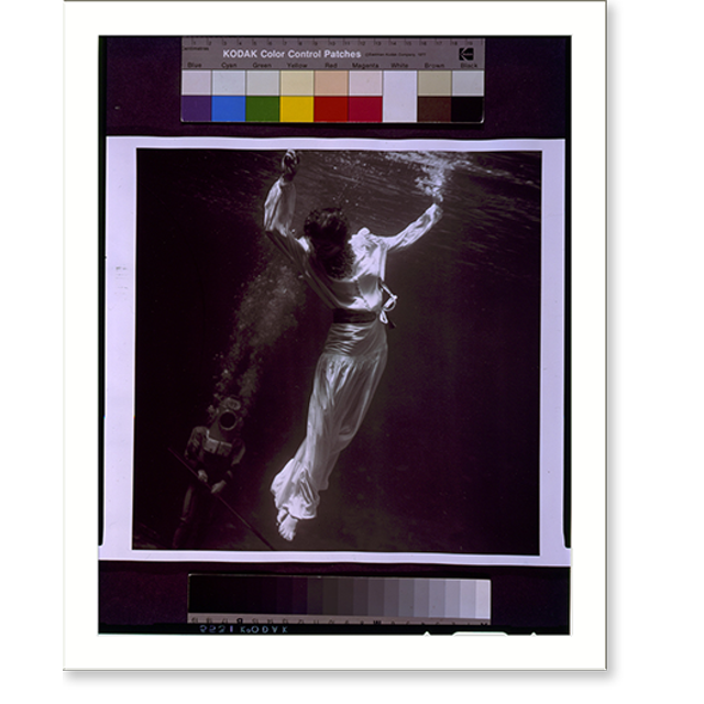 Historic Print, [Fashion model underwater with diver in dolphin tank, Marineland, Florida], 16