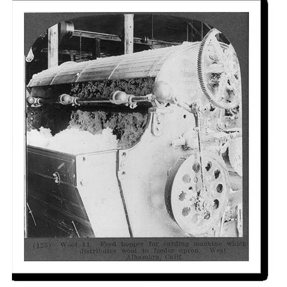 Historic Print, Feed hopper for carding machine which distributes wool to feeder apron. West Alhambra, Calif., 16" x 20"