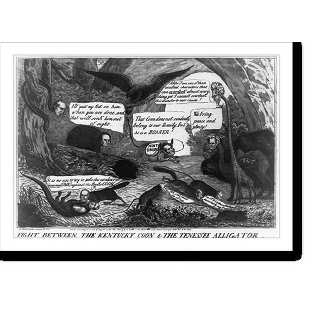 Historic Print, Fight between the Kentucky coon & the Tennessee