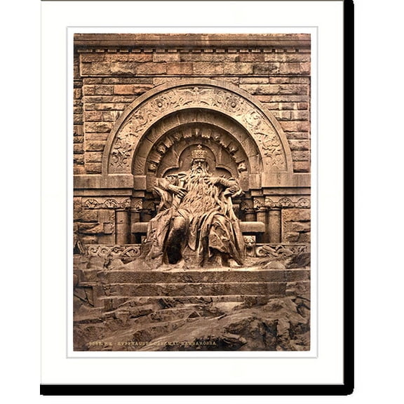 Historic Print, Figure of Barbarossa Kyffhauser and Monument Thuringia Germany, 18" x 24"