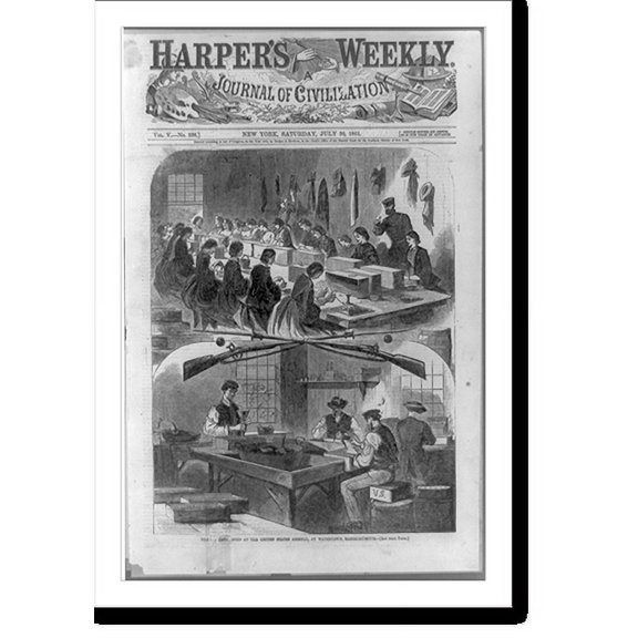 Historic Print, Filling cartridges at the United States Arsenal at Watertown, Massachusetts - 2, 16" x 20"