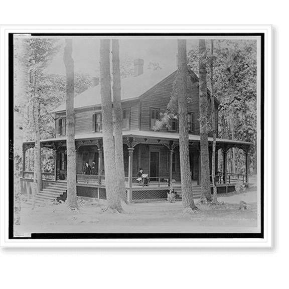 Historic Print, Fine view of General Grant's mountain home, where he passed his last days in the bracing air of Mt. McGregor, at the Drexel Cottage. The General seen in repose on the si…16" x 20"