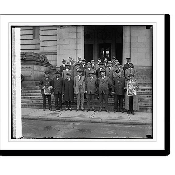 Historic Print, Fire prevention group at Dist. Bldg., 16" x 20"