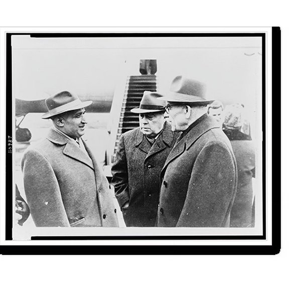 Historic Print, [First Secretary of the P.U.W.R. W. Gomulka and Prime Minister J. Cyrankiewicz greeting Bulgarian First Secretary Todor Jivkov at the Warsaw airport, when the Bulgarian 16" x 20"