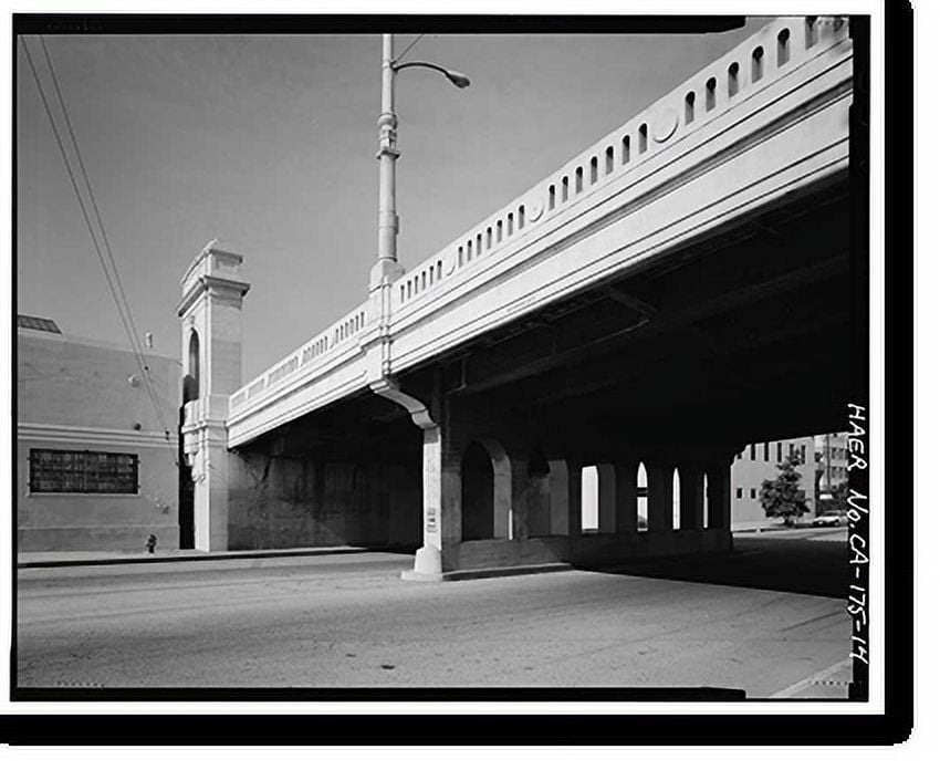 Historic Print, First Street Bridge, Spanning Los Angeles River at
