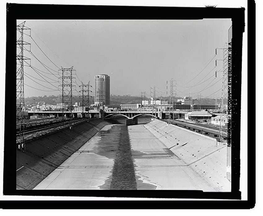 Historic Print, First Street Bridge, Spanning Los Angeles River at