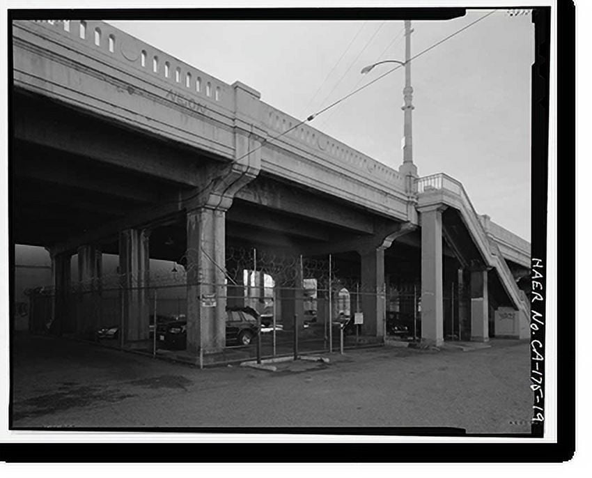 Historic Print, First Street Bridge, Spanning Los Angeles River at