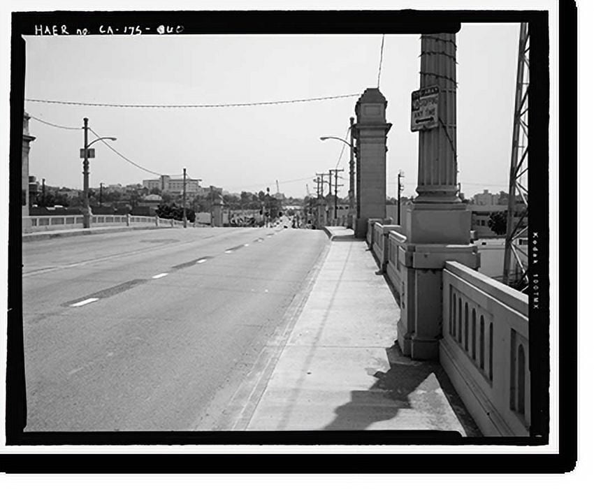 Historic Print, First Street Bridge, Spanning Los Angeles River at